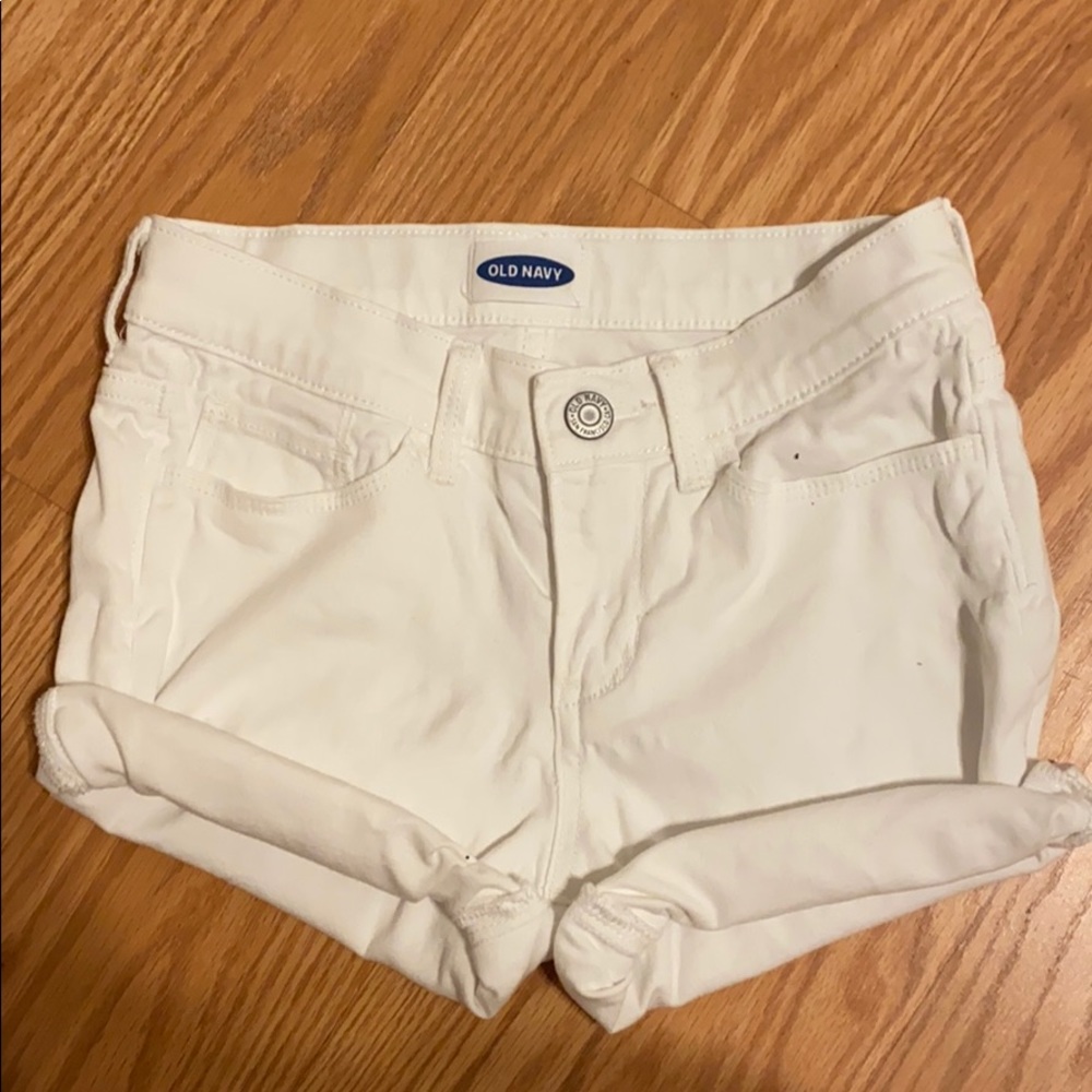 girls white jean shorts